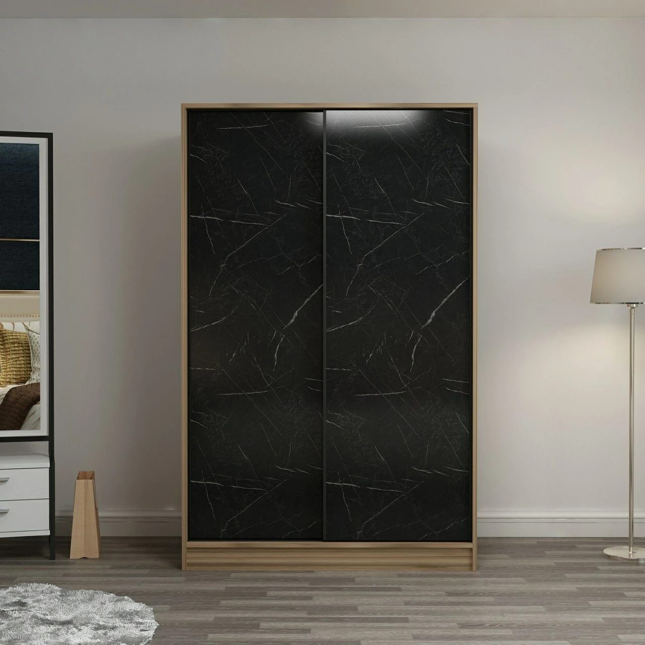Dollap garderobe Skye Decor, ngjyrë lis dhe gur, 2321