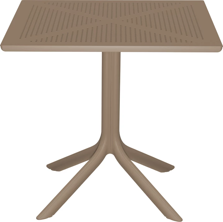 Tavolinë katrore Groovy, e shpuar, PP, ngjyrë kapuçino, 80x80x74cm