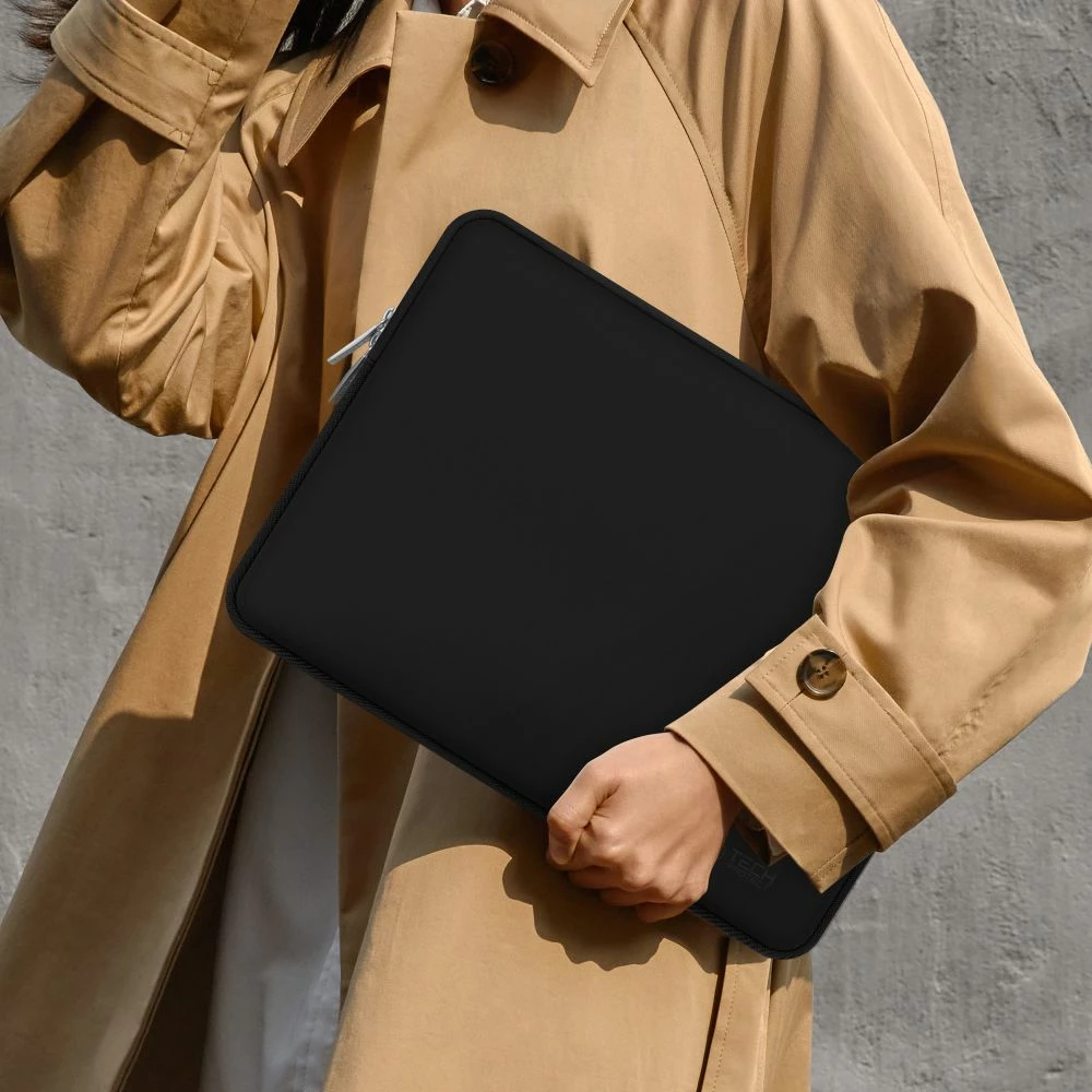 Çantë për laptop Tech-Protect NeoSlim 13-14", slim me zinxhir, e zezë, set 2 copë