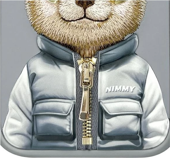 Mbështjellës Nimmy Cool&Cute 2.0 Bear për iPhone 16 6.1", gri