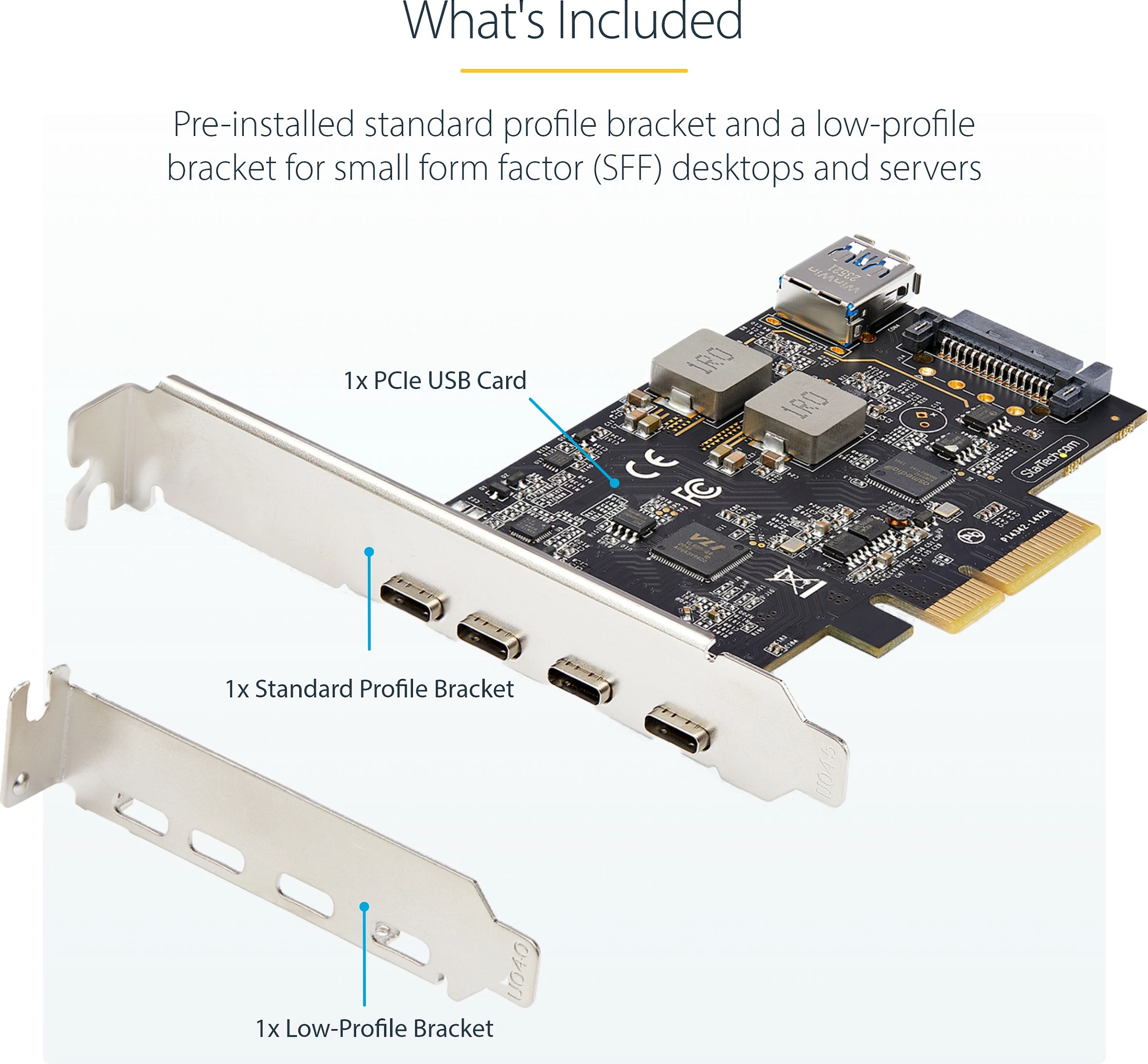 Kartë PCIe USB-C StarTech 5-Port USB 3.2 Gen 2 10Gbps, 4x USB-C + 1x USB-A, e zezë