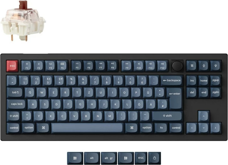 Tastierë Keychron V3 Max, DE-Layout, Gateron Jupiter Brown, Hot-Swap, RGB, e zezë/blu