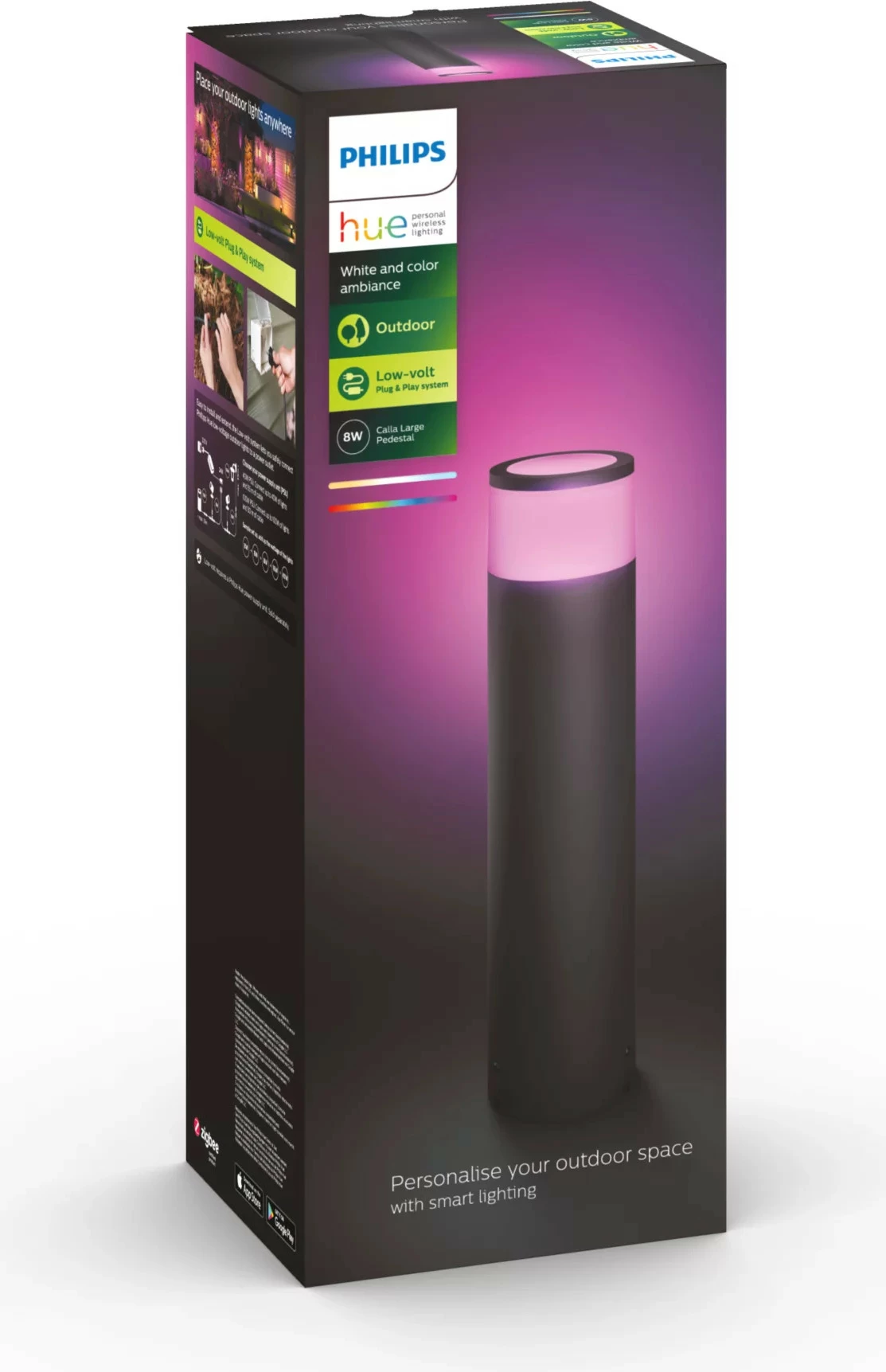 Ndriçues i jashtëm smart Philips Hue Calla, LED, 8W, ngjyrë e zezë