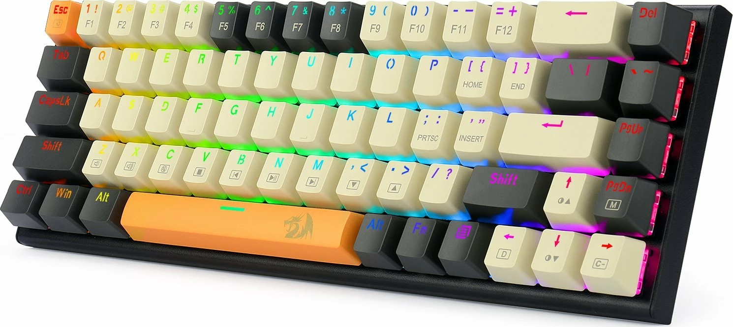 Tastierë mekanike gaming Redragon K633 Ryze K633CGO-RGB, 65%, Red Switch, RGB, USB-C, US layout, e zezë
