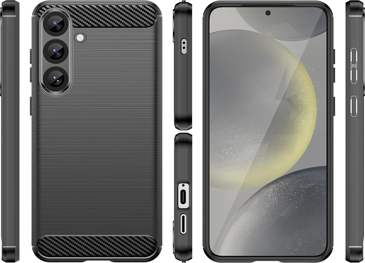 Mbështjellës Hurtel Carbon Case për Samsung Galaxy S25+, TPU, i zi