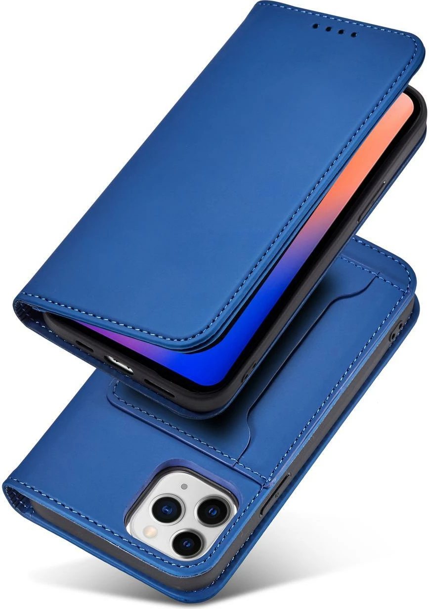 Mbështjellës Hurtel Magnet Card Case për iPhone 12 Pro, me kapak, portofol dhe qëndrim, kaltër