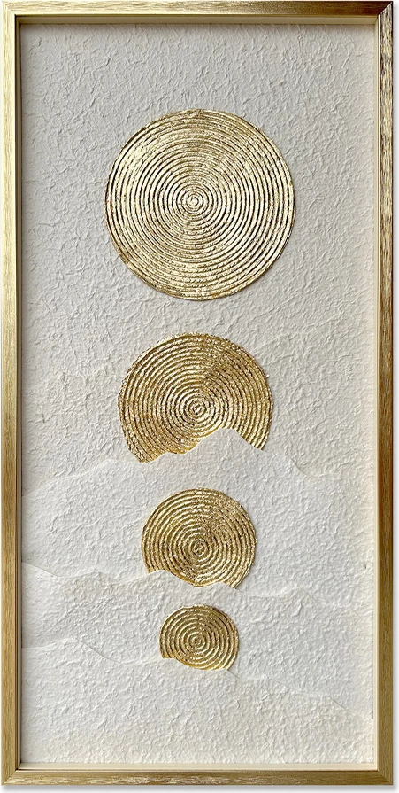 Pikturë dekorative Pure Bliss, letër, xham, ngjyrë ari dhe e bardhë, 50x100x3 cm