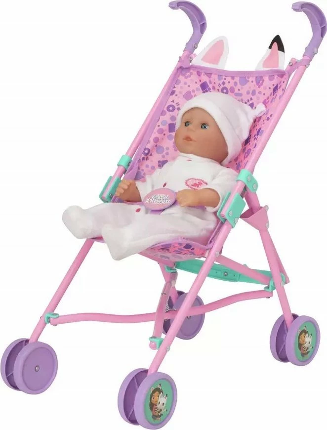 Karrocë ombrellë për kukulla Trefl HTI Gabby's Dollhouse 1424133, palosëse, 53 cm, rozë