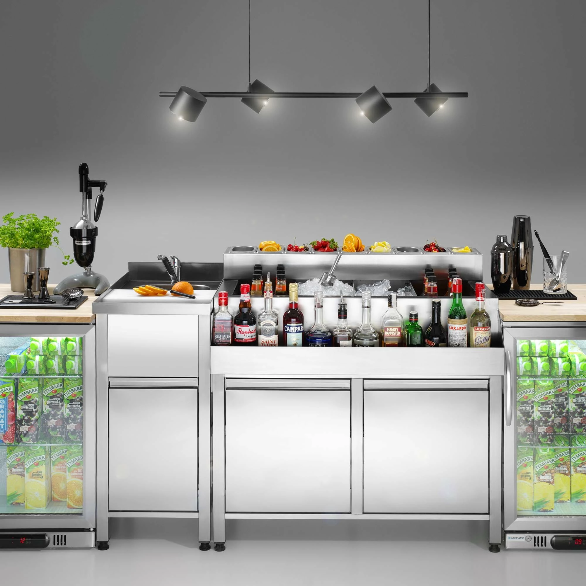Panel muror për bar, Barmatic Oxygen, 1000x200/600xH1100 mm, çelik inox, argjendtë