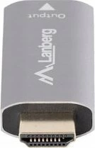 Adapter AV Lanberg AD-HD-DP-01 HDMI (M) në DisplayPort (F) 4K 60Hz, argjend, me furnizim USB-C