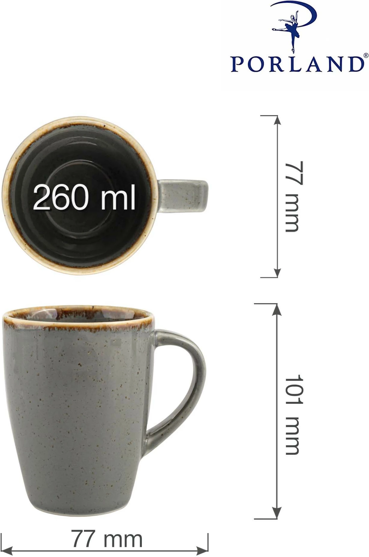 Filxhan Porland Seasons Stone 260 ml, gri e errët, set 6 copë