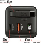 Karikues Verbatim GaN 65W, 2 porta USB-C PD/USB-A QC, kabllo e tërheqshme, EU/UK/US, i zi