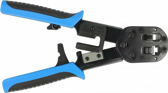 Set veglash DeLOCK 86450, krimpan/prerës RJ45/RJ12, 40 konektorë + 40 këpucë kabllo, zi/kaltër