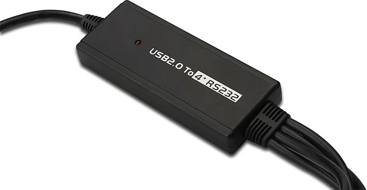 Adapter Digitus DA-70159 USB 2.0 në 4x RS232 (DB9), 1.5m, i zi
