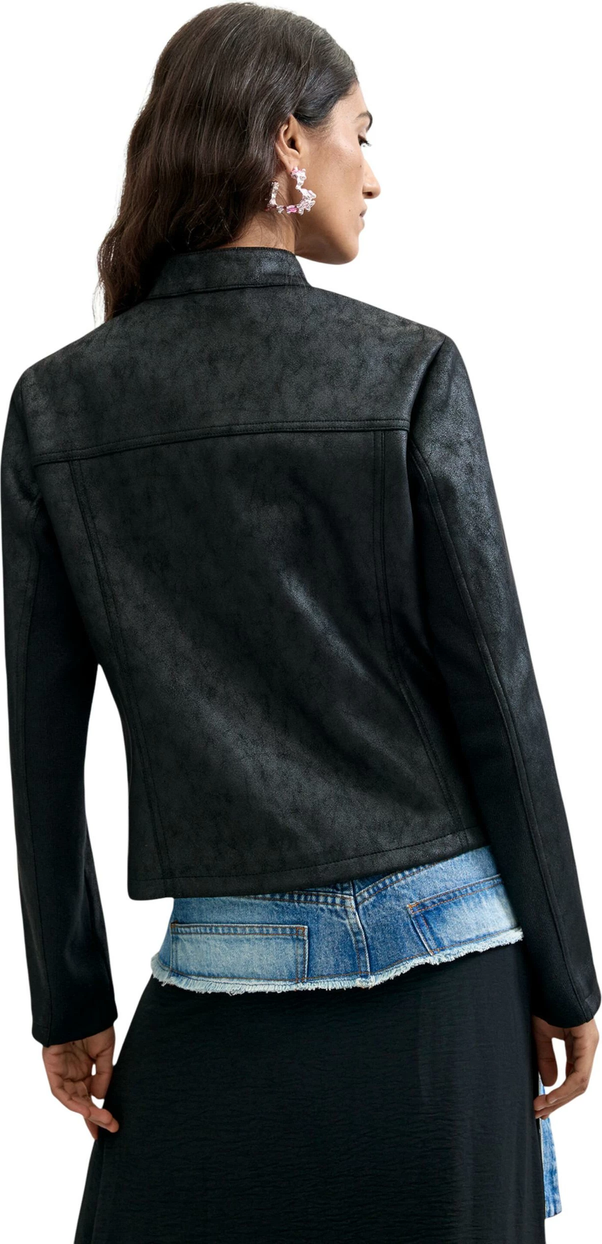 Jakne për femra Desigual CHAQ_BIKERCY 26WWEW09, e zezë [Madhësia: M]