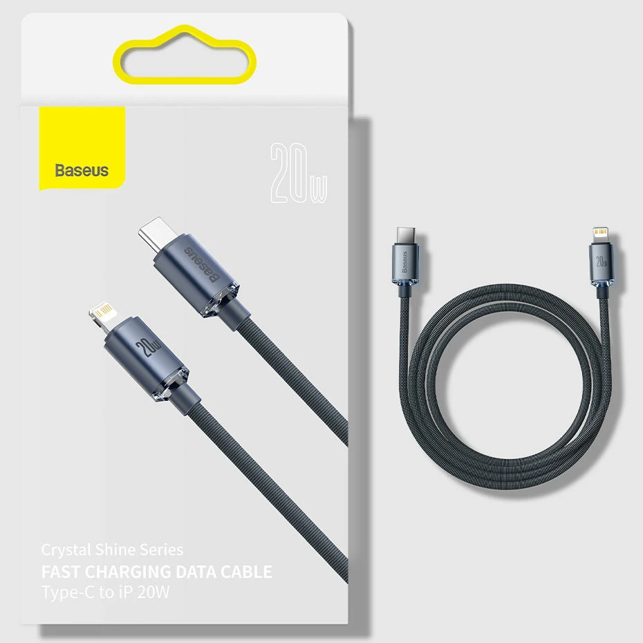 Kabllo Baseus CAJY000201, USB-C në Lightning, 1.2m, 20W, e zezë