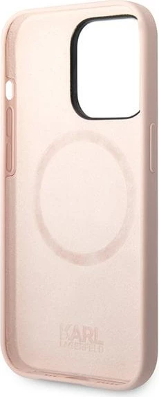 Mbështjellës Karl Lagerfeld Silicone Karl`s Head për iPhone 14 Pro 6.1", rozë, me MagSafe