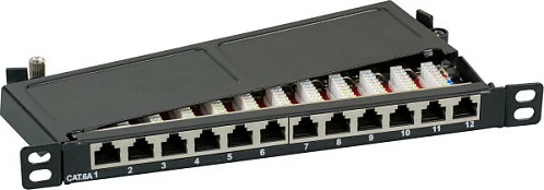 Patch panel EFB Elektronik Mini 12xRJ45 Cat6a, 0.5U, 10" rack, gri