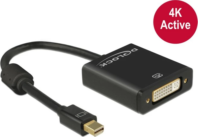 Adapter Mini DisplayPort në DVI DeLOCK 62603, 0.2m, i zi