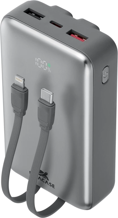 Powerbank RIVACASE VA2612 20,000 mAh 30W, LCD ekran, kabllo të integrume Type-C & Lightning, grafit 5