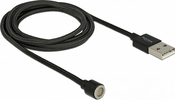 Kabllo USB magnetike DeLOCK 85724, USB-A, 1.1 m, USB 2.0, 2.4 A, e zezë