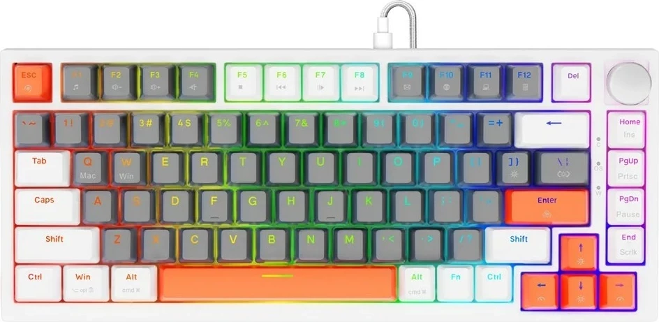 Tastierë Savio Astral, 75%, RGB, Outemu White Jade, USB-C, bardhë-gri