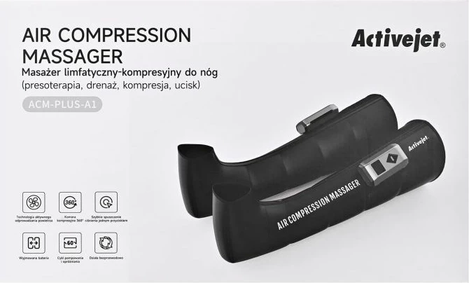 Masazhator kompresioni për këmbë Activejet S, i zi
