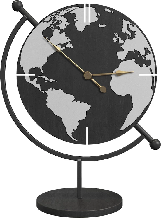 Orë tavoline GALAXY, metal i zi-argjendtë, MDF, 23x12x30cm