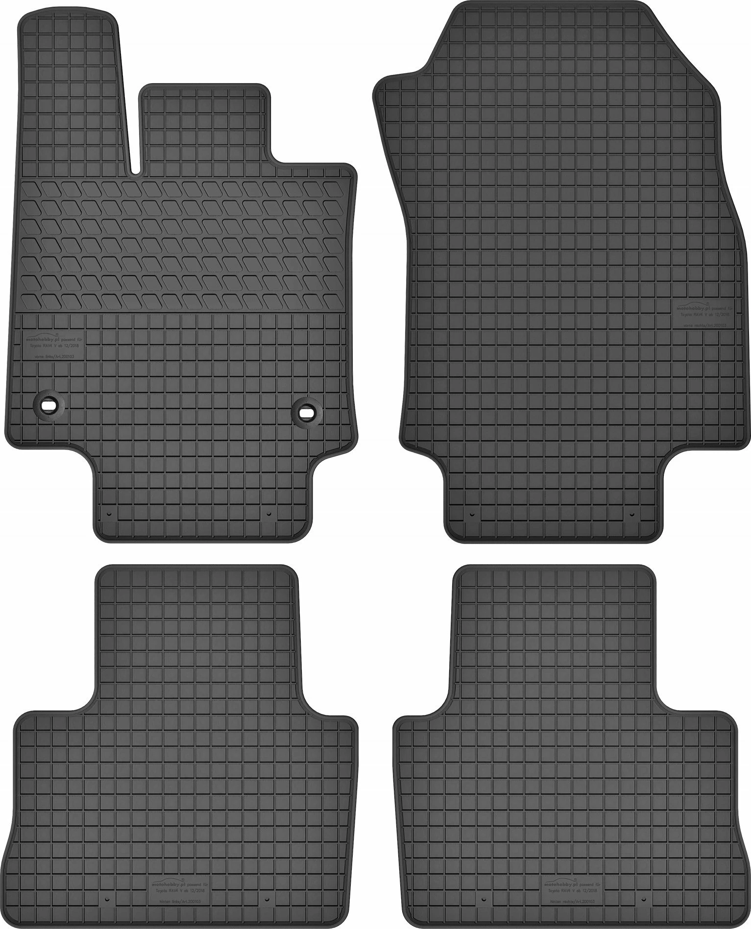Tapeta gome Auto Comfort për Toyota RAV4 V 2019+, PREMIUM pa erë, të zeza, set 4 copë