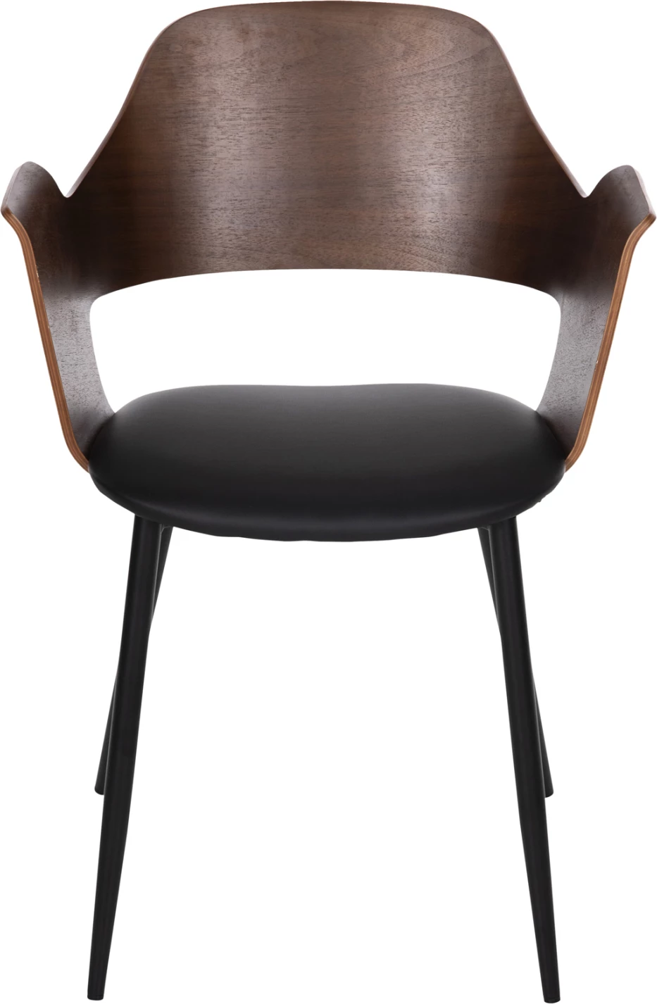 Karrige ngrënieje VELP FH9616.03 dru ngjyrë arre-PU e zezë-këmbë metali të zeza 55,5x50x79H cm., set prej 2 copë