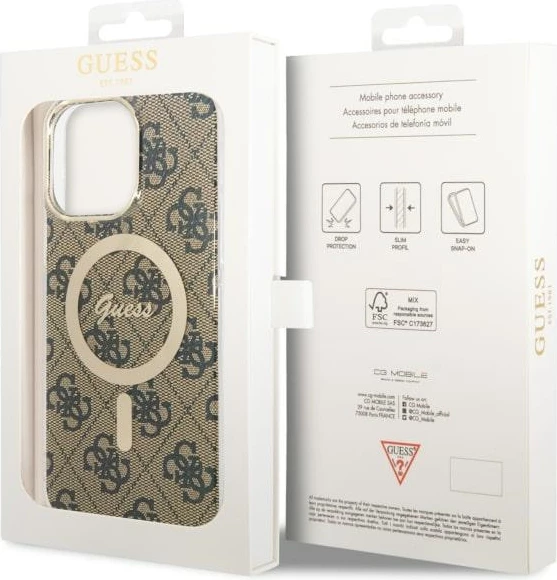 Mbështjellës Guess 4G MagSafe për iPhone 14 Pro Max 6.7", kafe