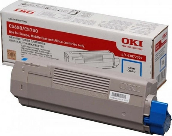 Toner OKI 43872307, 2000 faqe, për C5650/C5750, Cyan