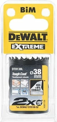 Kronë sharrë Bi-Metal DeWalt DT8138L 38 mm M42 HSS + 8% kobalt ToughCoat