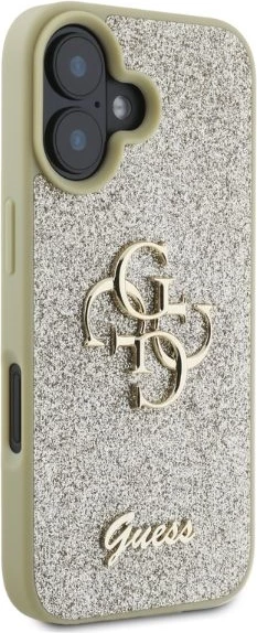 Mbështjellës Guess Fixed Glitter Big 4G për iPhone 16, Ari