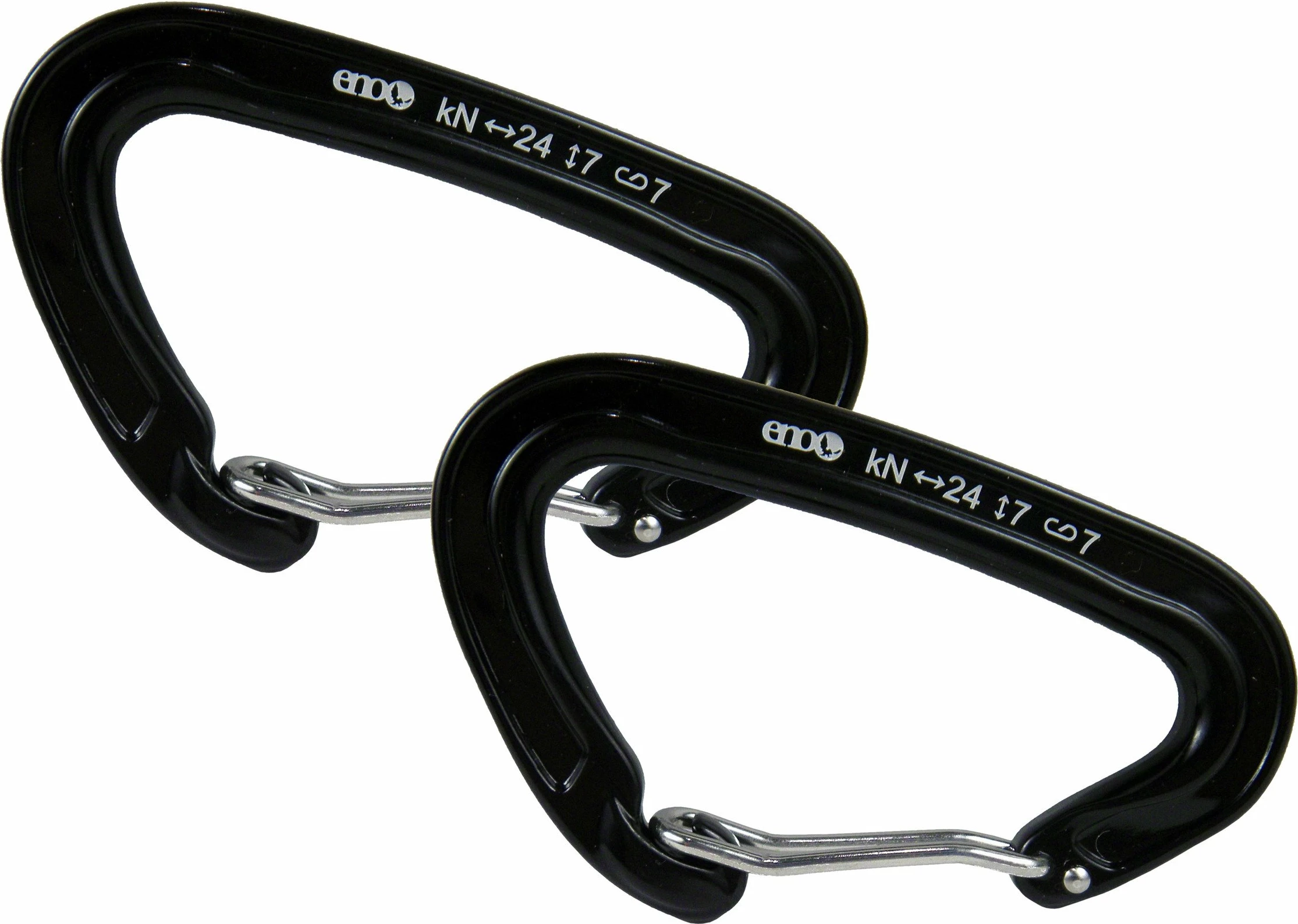 Karabinerë Eno R.CB102 alumin 7075, Wiregate, 181 kg, 2 copë, zi