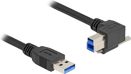 Kabllo USB DeLOCK USB-A në USB-B 5Gbps, 1m, 90° djathtas me vida, e zezë