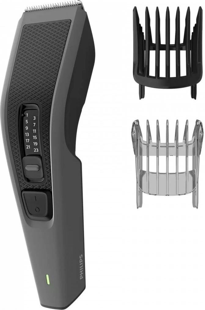 Makinë rroje Philips Series 3000 HC3525/15, 0.5-23 mm, pa kabllo 45 min, gri e errët, me krehër për mjekër