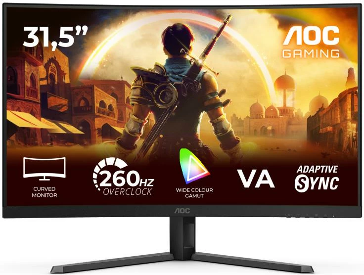 Monitor gaming AOC C32G42ZE 32" i lakuar 1500R 240Hz VA HDR10 AdaptiveSync, i zi/i kuq