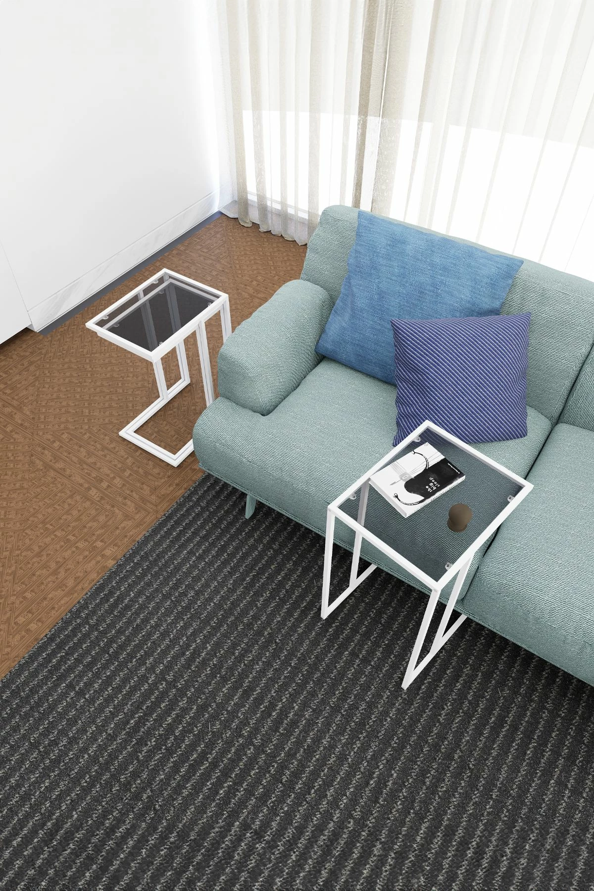 Set tavolinash të vendosshme, 3 copë, Hanah Home Ibiza C, e bardhë, fume