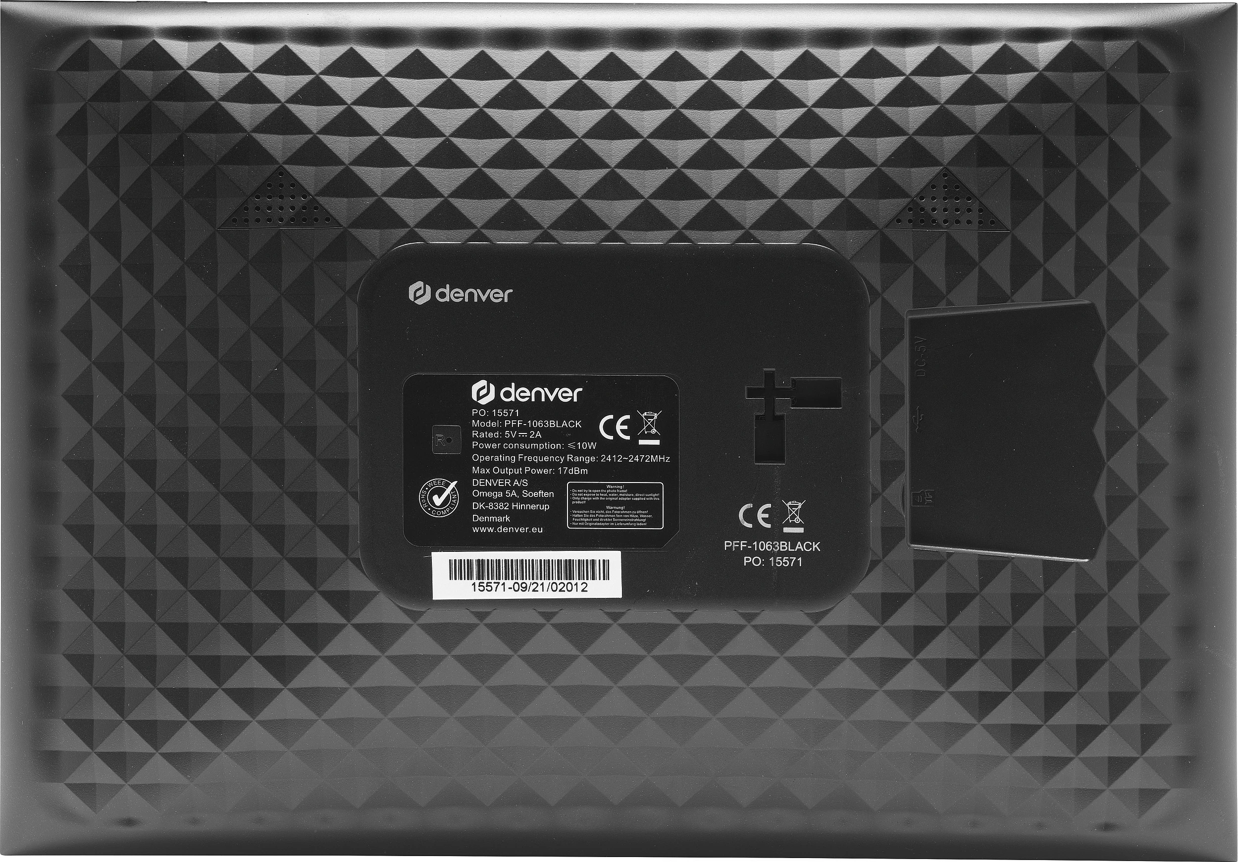 Kornizë digjitale foto Denver PFF-1063, 10.1", Wi‑Fi, touchscreen, 16GB, microSD, e zezë