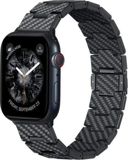 Rrip ore Pitaka Retro Carbon Fiber për Apple Watch, i zi 5