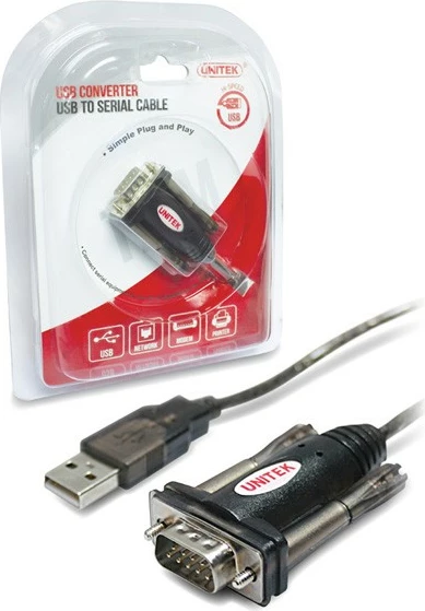 Adapter USB në RS-232 Unitek Y-105, 140 cm, Zi