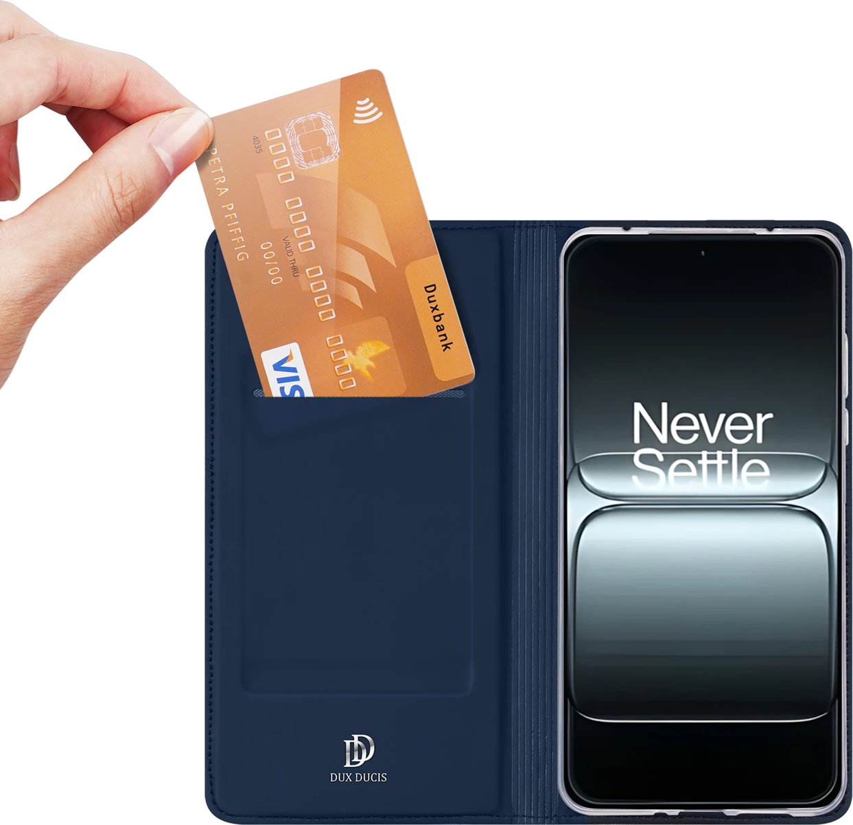 Mbështjellës Dux Ducis Skin Pro për OnePlus 13T, me stand dhe portofol, Kaltër