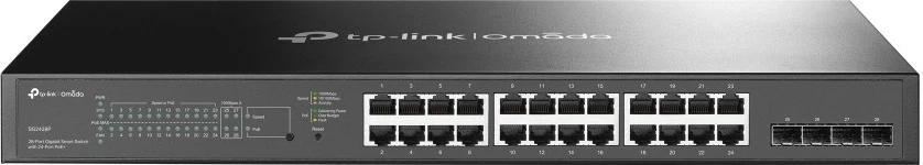 Switch TP-Link Omada 28-Port Gigabit Smart, 24-Port PoE+, Managed, L2/L2+, Gigabit Ethernet, Rack mounting, 1U
