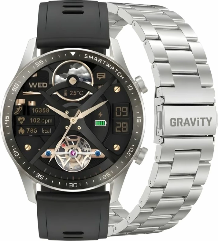 Smartwatch Gravity GT10-6, argjendtë, set me rrip dhe byzylyk