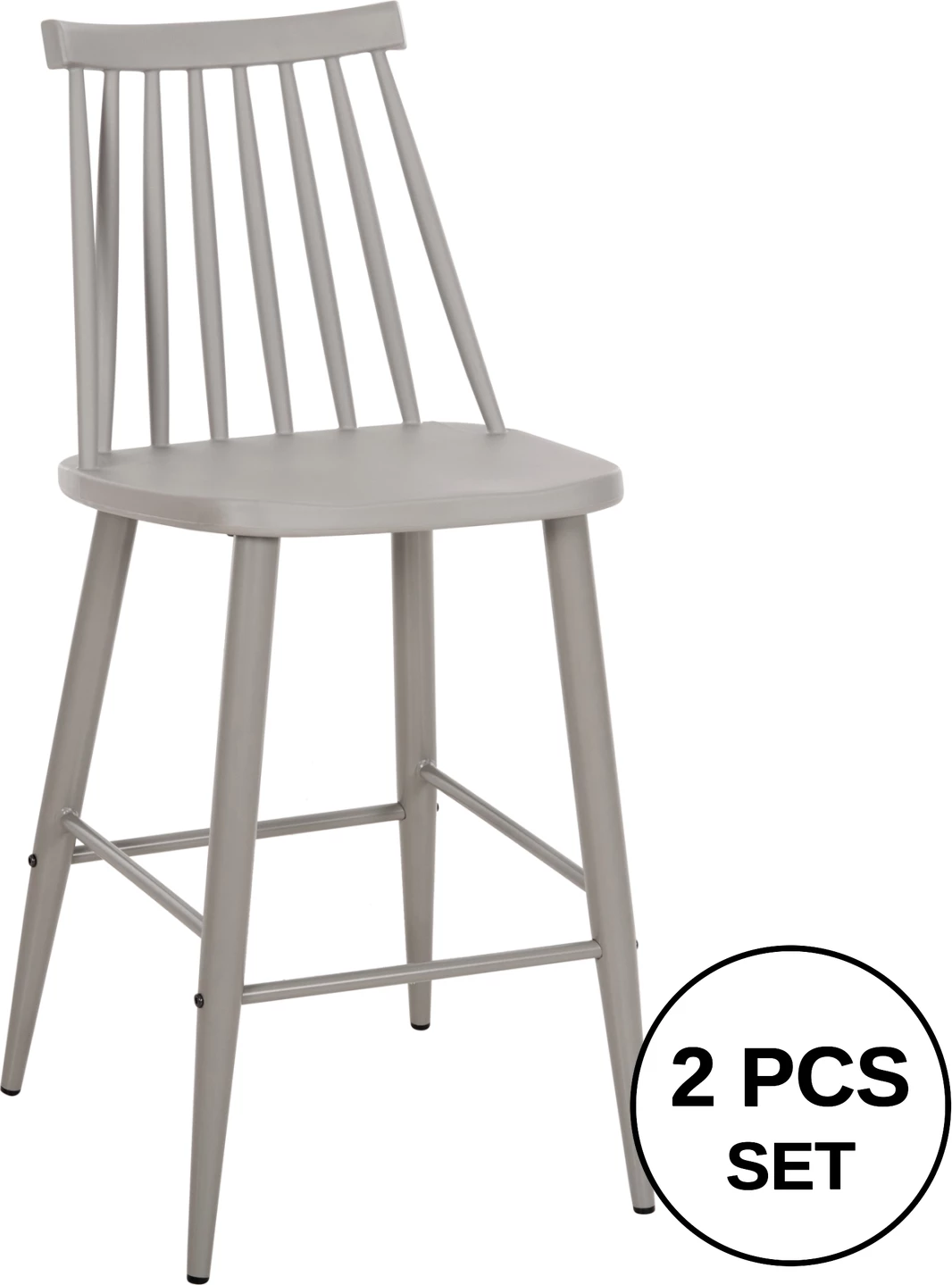 Karrige për bar mesatare VANESSA FH9300.20 polipropilenë & metal-gri 45,5x46x97Hcm., set prej 2 copë