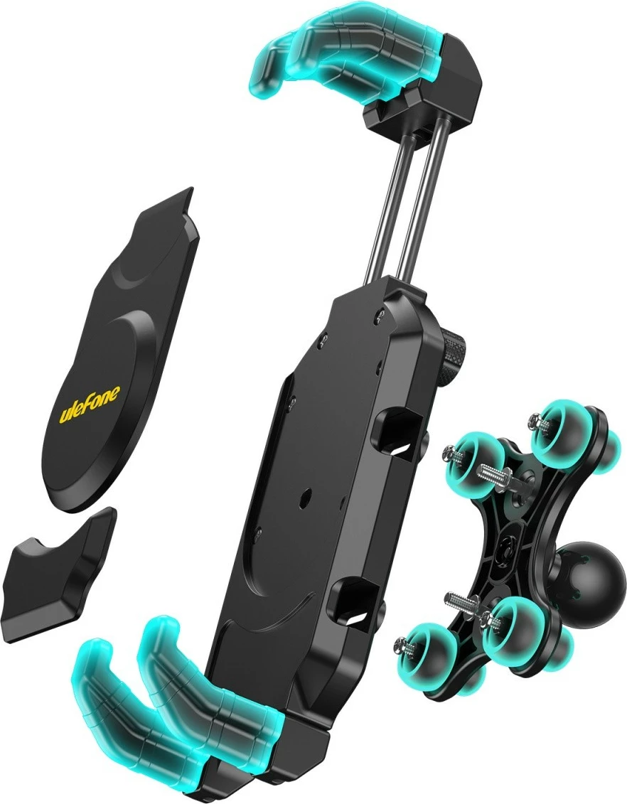 Mbajtëse makinës për tablet/telefon, Ulefone Armor Mount Max UF-AMMAX, kapëse vakumi 360° me krah teleskopik, alumini, pajtueshmëri universale, e zezë
