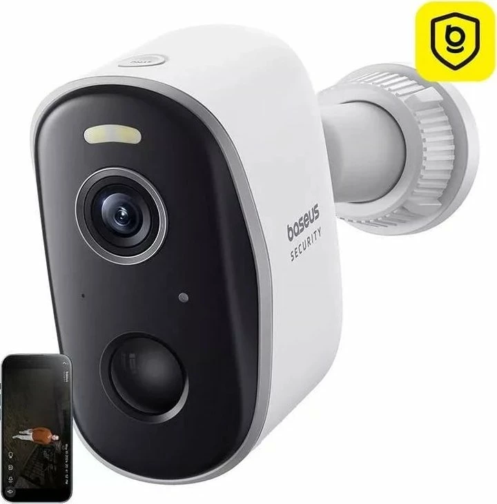 Kamerë sigurie e jashtme Baseus N1 Plus 2K Wi-Fi me bateri 10500 mAh, e bardhë