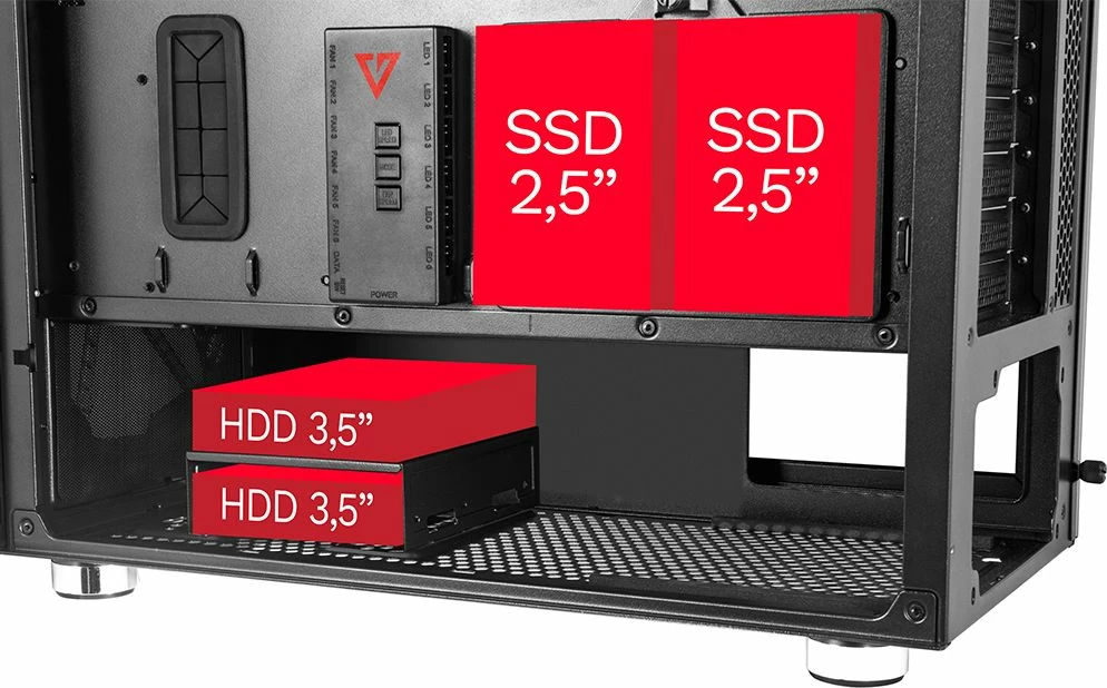 Kasë Modecom Volcano Amirani ARGB (AT-AMIRANI-PG-10-000000-0002), Midi Tower ATX, USB-C, pa PSU, e zezë