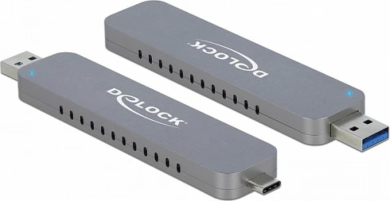 Kutizë SSD DeLOCK 42616, M.2 NVMe, USB 3.2 Gen 2 10Gbps, Type-A/Type-C, Argjend